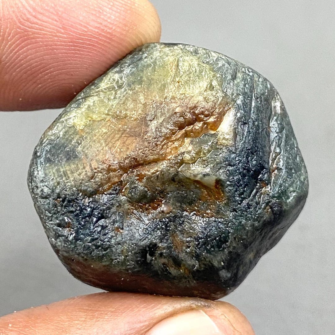 Raw Green Sapphire Specimen: Golden Sheen Healing Crystal, 158.50