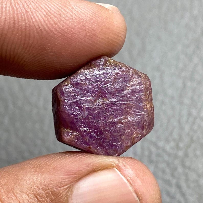 RUBY Raw Crystal - Sacred Geometry Hexagon Purple Ruby Healing Raw ...