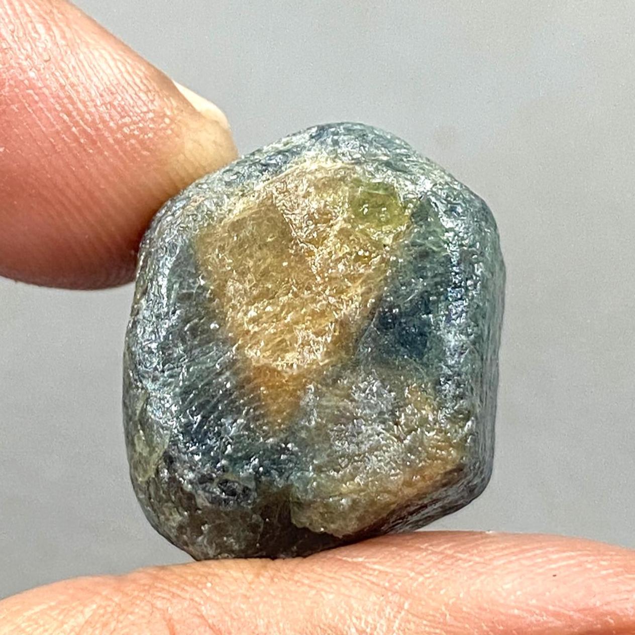 Raw Green Sapphire Specimen: Golden Sheen Matrix, Healing Crystal