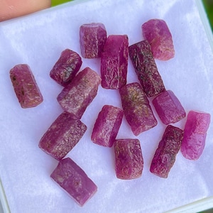 Natural Ruby Rough Precious Ruby Sticks Shape 15 Pieces Lot Fine Quality Raw Ruby Raw Healing Crystal Minerals July Birthstone 76.0 Carat