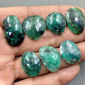 Natural Emerald Rose Cut Gemstone Lot: 65 Carat, May Birthstone, Jewelry Making