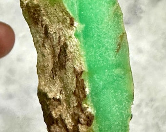 Raw Chrysoprase Gemstone: Rough Green Crystal, 102 Carat