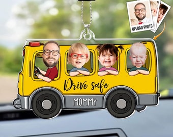 Aangepaste foto Drive Safe papa/moeder-verjaardag, liefdescadeau voor papa, moeder, vader, moeder, opa, grootmoeder-gepersonaliseerde acryl autohanger