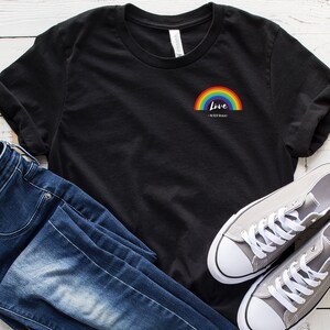 Love Rainbow Gay Pride Shirt, Lesbian Pride, Gay Pride Black Shirt, Lesbian LGBTQ Shirt, Queer T-shirt, LGBT Pride TShirt, Gay Gift