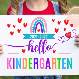 REGENBOGEN Erster Tag des Kindergartens, Zurück zur Schule druckbares Zeichen, Mädchen Erster Tag Zeichen, druckbares Erster Schultag Zeichen, INSTANT DOWNLOAD