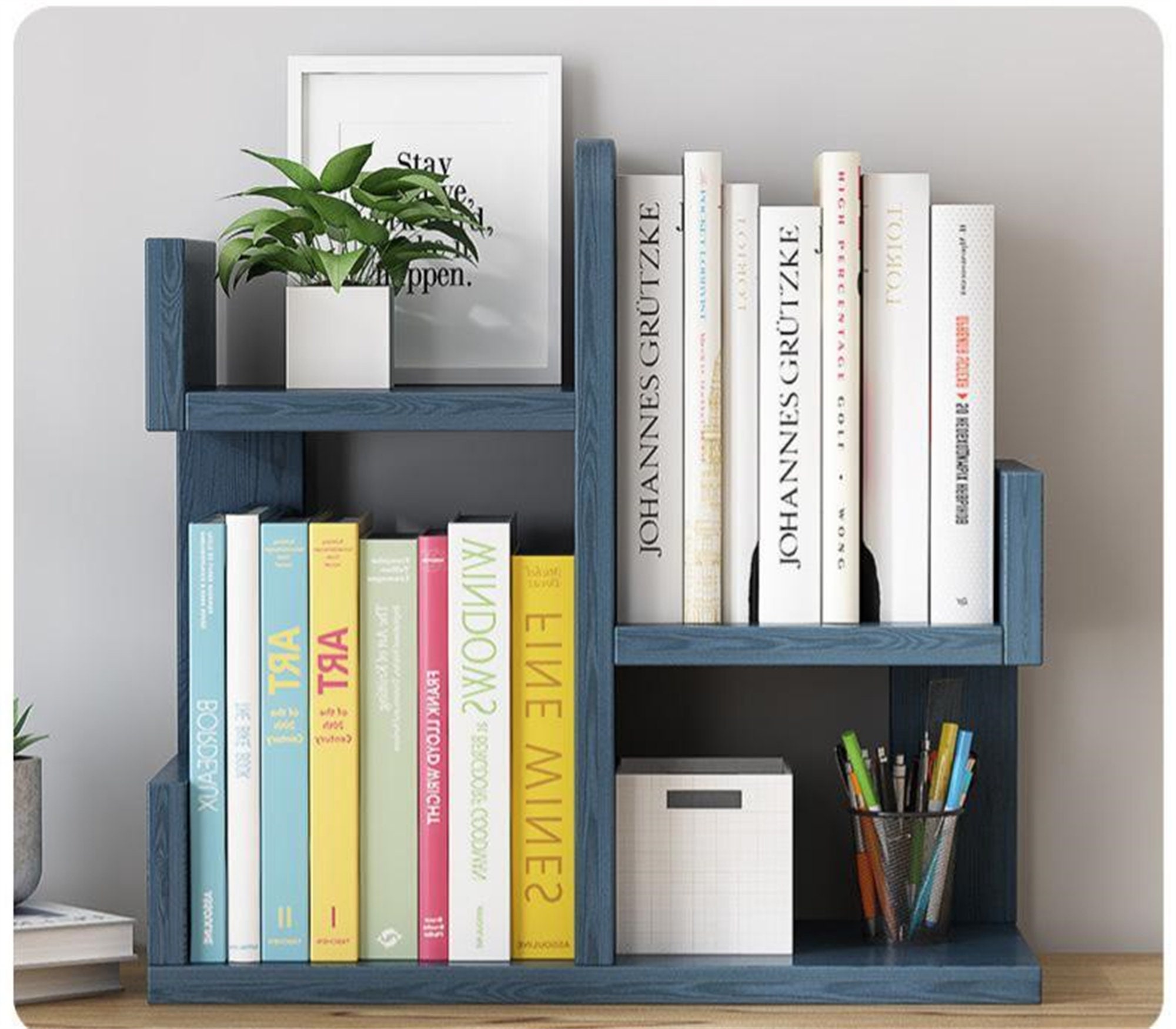 Home MDF Bookshelf Multispace Desktop Bookshelf Student Desk Etsy