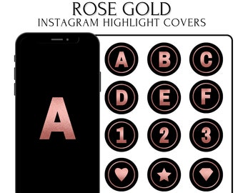 Rose Gold Instagram Highlight Covers: Alphabet, Numbers, Shapes (PNG Digital Download)
