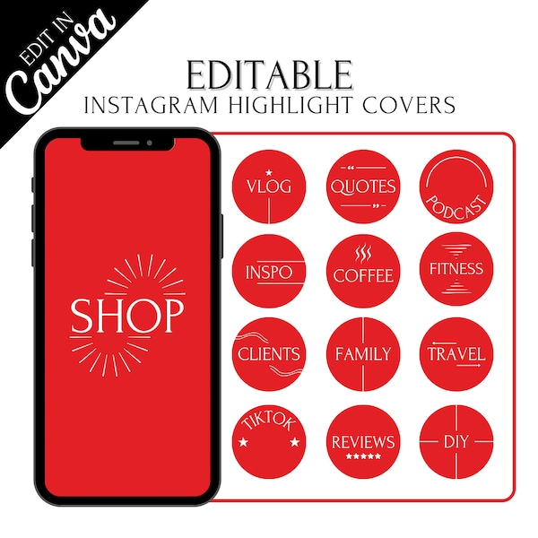 Red Instagram Highlights Etsy