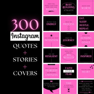 Instagram Quote Templates - Instagram Story Templates - Neon Pink Instagram Templates - Canva Templates - Instagram Highlight Covers