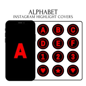 Capas de destaque de letras do Instagram em vermelho, alfabeto PNG, ícones vermelhos do Instagram, letras e números vermelhos, capas de destaque vermelhas para Instagram