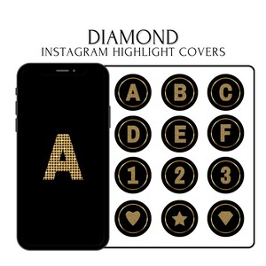 Letras de Instagram Portadas destacadas, Alfabeto negro y dorado PNG Iconos de Instagram Letras y números Portadas destacadas para Instagram