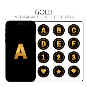 Le lettere di Instagram evidenziano le copertine, l&#39;alfabeto nero e oro PNG, le icone dorate di Instagram, le lettere e i numeri evidenziano le copertine per Instagram