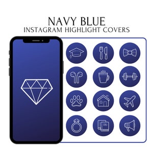 Cubiertas azules de Instagram, Destacan las portadas azul marino, Portada destacada para Instagram, Resaltados azules de Instagram