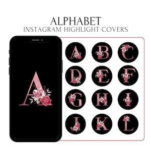 Instagram Letters Highlight Covers Acuarela, Instagram Alfabeto Acuarela, Alfabeto PNG, Alfabeto inglés Floral IG Highlight Covers