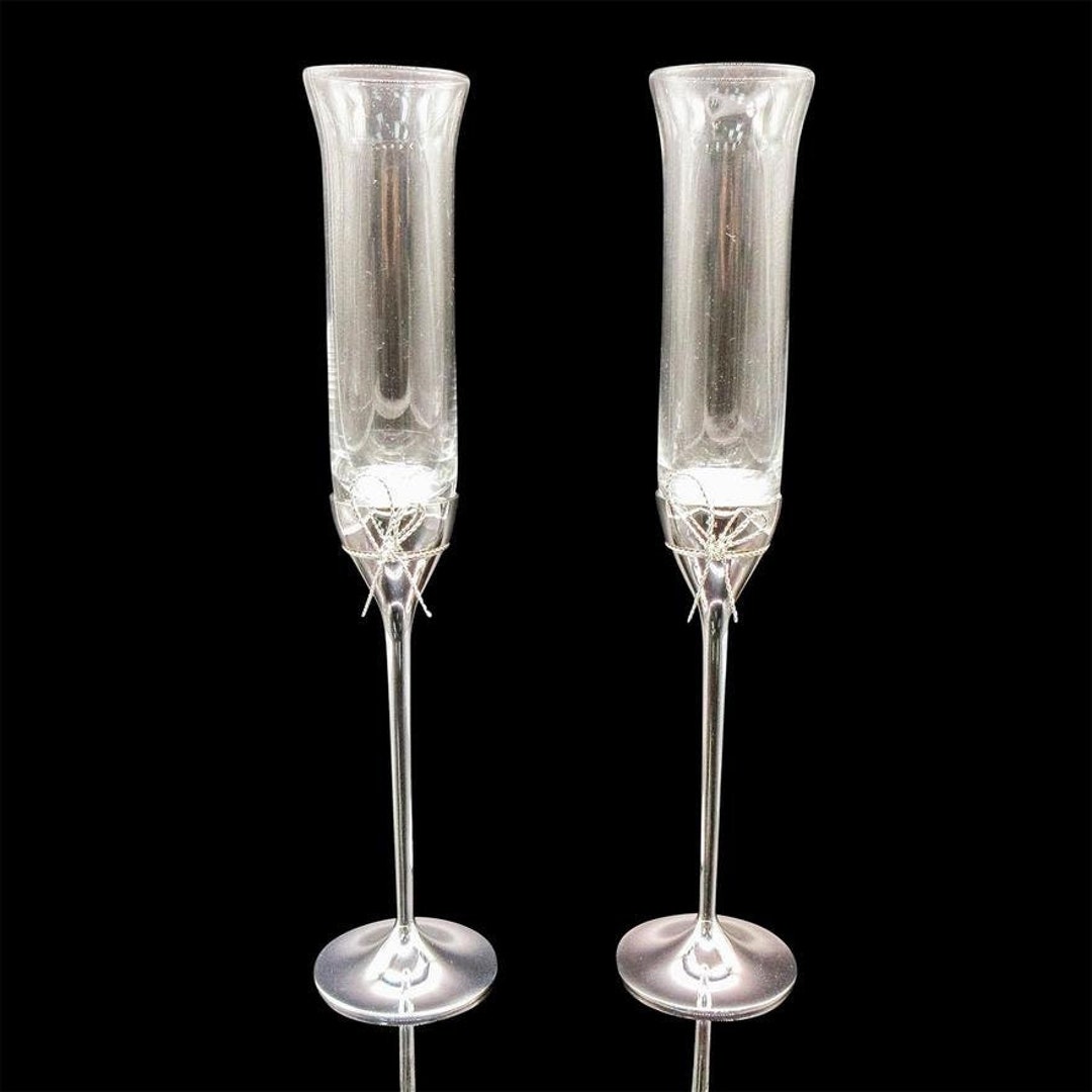 Pair of VERA WANG Champagne FLUTES Love Knots Etsy