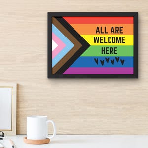 Bandera del Orgullo Imprimible "Bienvenidos" Letrero para el Aula - Decoración Inclusiva