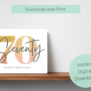 70th birthday card| printable card| digital card