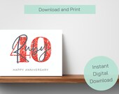 40th Anniversary Card| Printable Card| Digital Card
