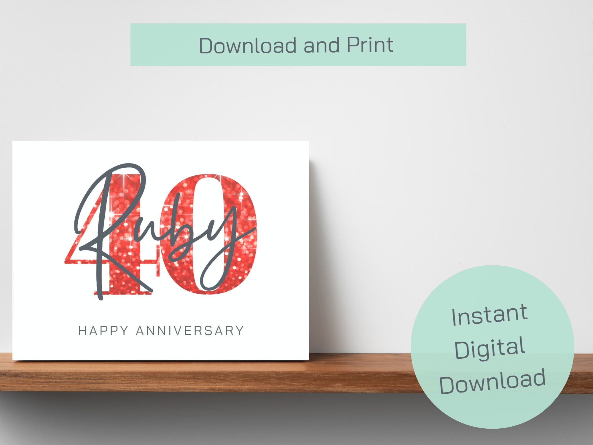 40th Anniversary Card| Printable Card| Digital Card - Etsy