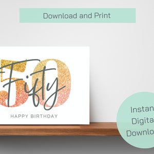 50th birthday card| printable card| digital card