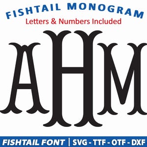 Fishtail Monogram Svg, Fishtail Font Svg, Monogram Font Svg, Fishtail Alphabet Letters Svg, Wedding Monogram Svg, Cricut Canva Font
