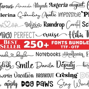 250 polices de caractères, Lot de polices de caractères, Lot de polices de caractères cursives, Script de polices, Police de caractère Canva, Polices commerciales, Police de caractère pour marque, Polices Procreate