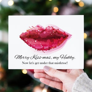 Cartão de Natal para marido, cartão para impressão Merry Kiss-mas Hubby, cartão de Natal romântico, cartão de Natal para impressão, download DIGITAL
