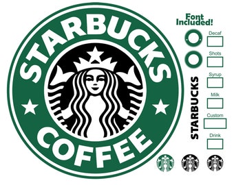 custom paper hot cups Commercial Logo SVG, Starbucks Logo PNG, EPS, Dxf, Font Included, Custom Starbucks Logo