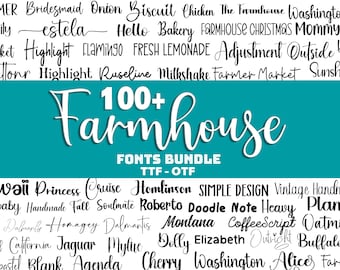 The Ultimate 100 Farmhouse Fonts Bundle, Cursive Font, Canva Font, Script Font, Procreate Fonts, Commercial Fonts, Calligraphy Font