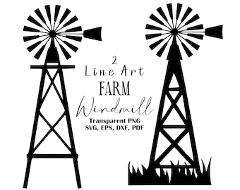 Farm Windmill SVG Clipart: Vector Cut File (Digital Download)
