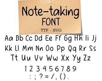 Handwriting Font: Note-Taking, Realistic Style (TTF, SVG Digital Download)