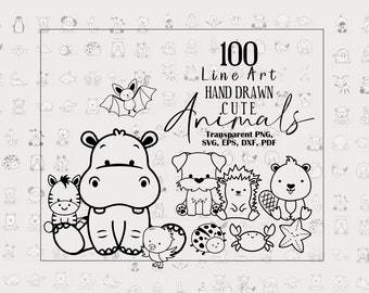 100 Animal Doodle Svg Bundle, Safari Farm Animal Svg, Baby Animal Svg, Cute Animal Svg, Animal Clipart, Nursery Svg, Cricut Cut File