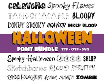 Halloween Spooky Font Bundle: Horror, Creepy Fonts (SVG, TTF, OTF) (Digital Download)