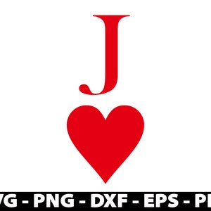 Jack of Hearts SVG, Play Card PNG, EPS, Dxf, Playing Cards Symbols Vector Cut Files Cricut Silhouette