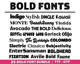 Bold Font Bundle, Sans Font, Tall Font, Cricut Fonts, Retro Font, Procreate Fonts, Fonts for Cricut, Modern Serif Font, Block Font