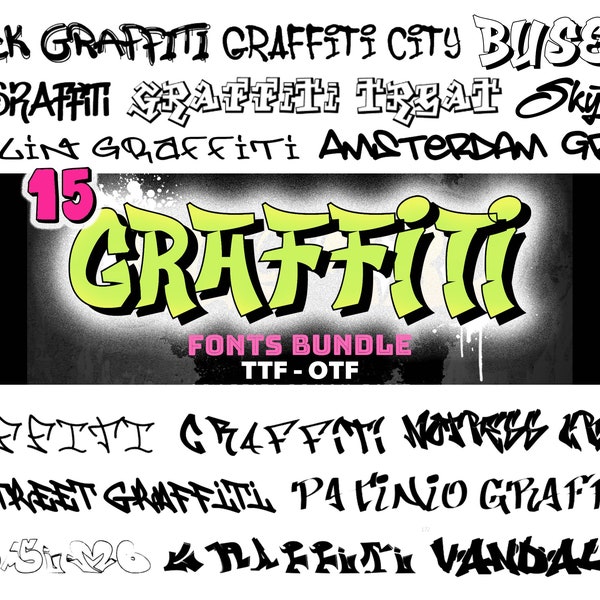 Graffiti Font, Font bundle, Urban Font, Street Font, Hip hop Font, Graffiti Alphabet, Graffiti Art, Font for canva