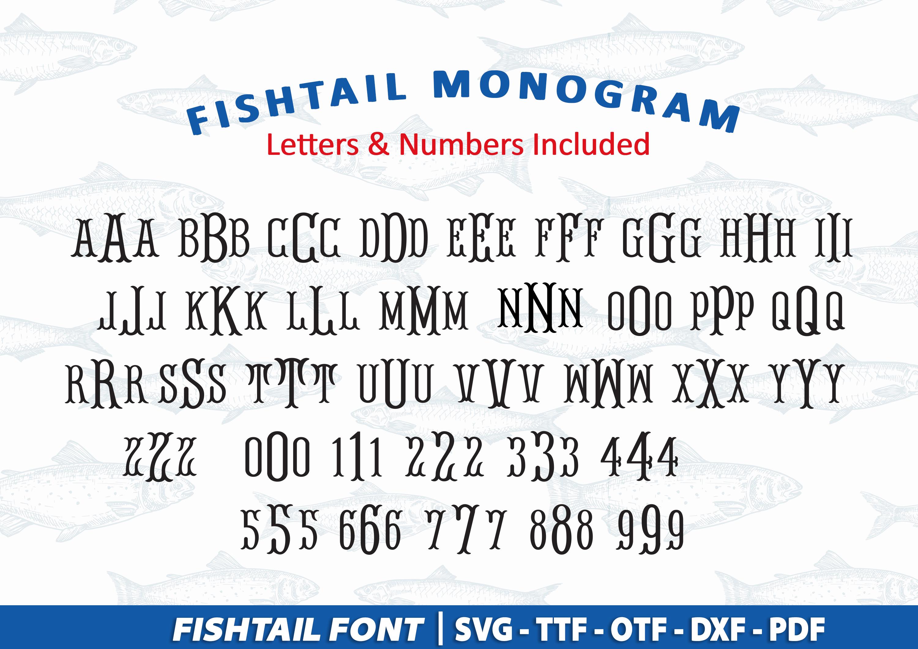 Fishtail Monogram Svg, Fishtail Font Svg, Monogram Font Svg, Fishtail ...