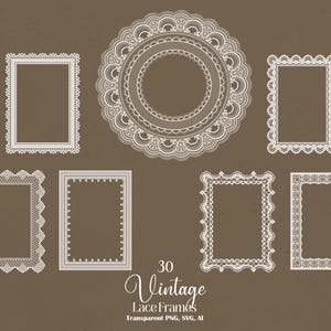Vintage Lace Frame SVG, Hand Drawn Wedding Invitation Borders, Antique Floral Frames Set image 4