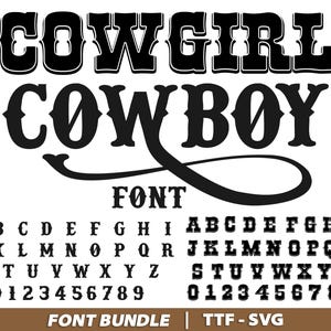 Police de caractère cow-boy polices de caractères western police de cow-girl écriture western police de caractère country SVG, TTF, police de caractères cow-boy queues police Cricut