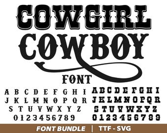 Cowboy Font Western Letters Font Cowgirl Font Western Script Country Font SVG, TTF, Cowboy Script Font Tails Font Cricut