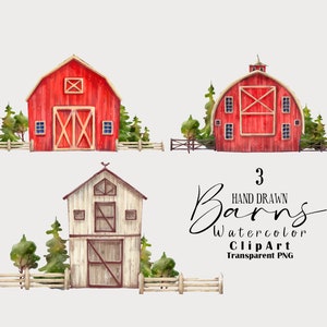 Granero rústico de acuarela (descarga digital)