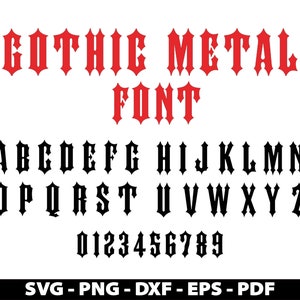 Heavy Metal Font Svg, Lettres gothiques en métal, Biker Font Svg, Music Svg Font, Digital Cut Print File, Téléchargement instantané
