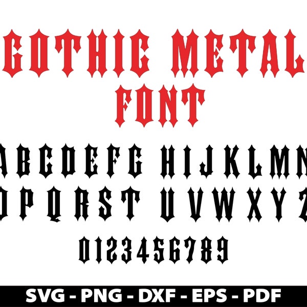 Heavy Metal Font Svg, Gothic Metal Letters, Biker Font Svg, Music Svg Font, Digital Cut Print File, Instant Download