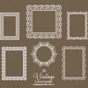 Vintage Lace Frame SVG, Hand Drawn Wedding Invitation Borders, Antique Floral Frames Set image 3