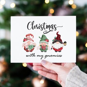 Natal com meus gnomos, cartão de felicitações para impressão, cartão de Natal engraçado, cartões de felicitações de Natal, download DIGITAL
