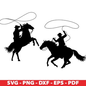 Cowboy paardrijden paard silhouet Svg, Cowboy gesneden bestanden, westerse Svg, Cowboys Vector bestand, Cowboy Clipart, Png, Eps, Dxf, Pdf