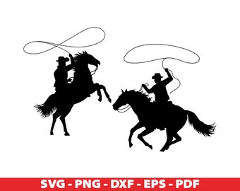 Cowboy Reitpferd Silhouette SVG, Cowboy Cut Files, Western svg, Cowboys Vektor-Datei, Cowboy Clipart, Png, Eps, Dxf, Pdf