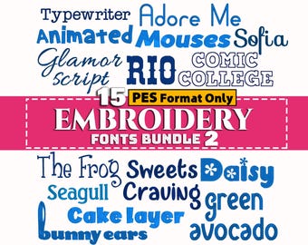 Embroidery Fonts Bundle, 15 Machine Embroidery Fonts, Best Sellers Embroidery Fonts, Brother Embroidery Alphabet Monogram, ONLY PES Format