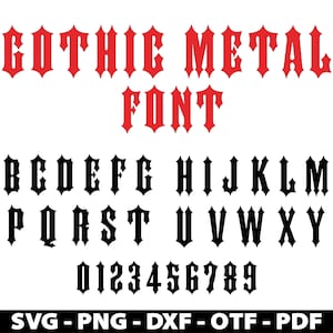 Heavy Metal lettertype Svg, gotische metalen letters, Biker lettertype Svg, muziek Svg-lettertype, Digital Cut Print-bestand, Instant Download