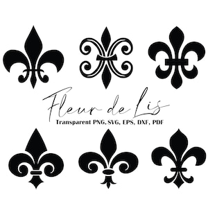 Saints Fleur de lys Svg, Svg fleur de lys, Mardi Gras lot de 6 Svg fleur de lys, vecteur vinyle autocollant, Cricut, Clipart, fichier coupé